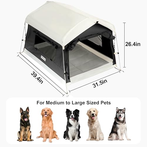 Tent House for Pets up to 100lb (Black / Large, 39.4''L x 31.5''W x 26.4''H)