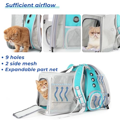 Expandable Bubble Cat Carrier Backpack (Dual Expandable-Green)
