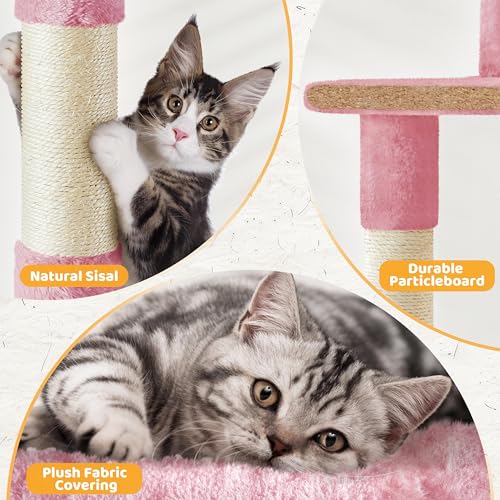 Cat Tree Tower for Indoor Kitten (Pink)