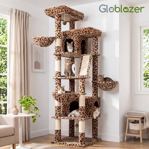 80in Extra Large Leopard Cat Tree Tower (80inch / Leopard Print)