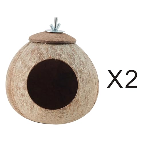 Bird Nest for Cage Natural Coconut Shell Bird House Parakeet Nesting 2 Pack