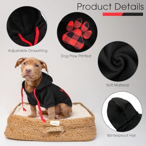Dog Hoodie Flannel Pet Hooded Sweater with Hat Puppy Pullover Sweater Shirt (XXX-Large / Black)