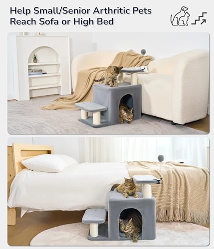 Cat Stairs for Bed (Gray)