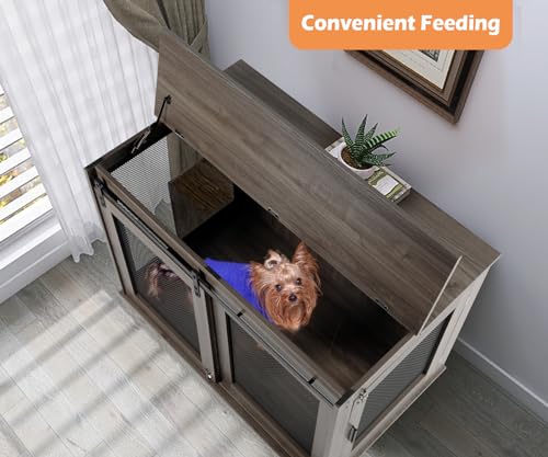 41" Grey Heavy Duty Wooden XL Dog Crate Furniture for Extra Large Dogs