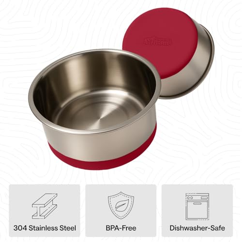 Dog Bowls Food Grade Stainless Steel (Red / 8 Cup (Set of 2))