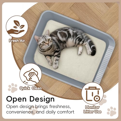 Large Cat Litter Box with High Sides (Grey)