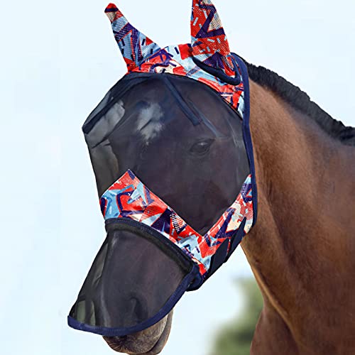 LumiVista Horse Fly Mask Long Nose with Ears UV Protection for Horse Abstract Graffiti XL Extra Full (Abstract Graffiti / Extra-Full (X-Large))