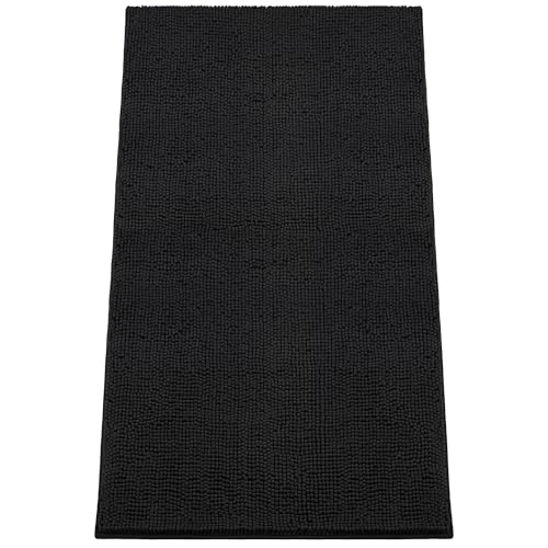 Absorbent Dog Door Mat for Muddy Paws (60"L x 36"W x 1" Th / Black)
