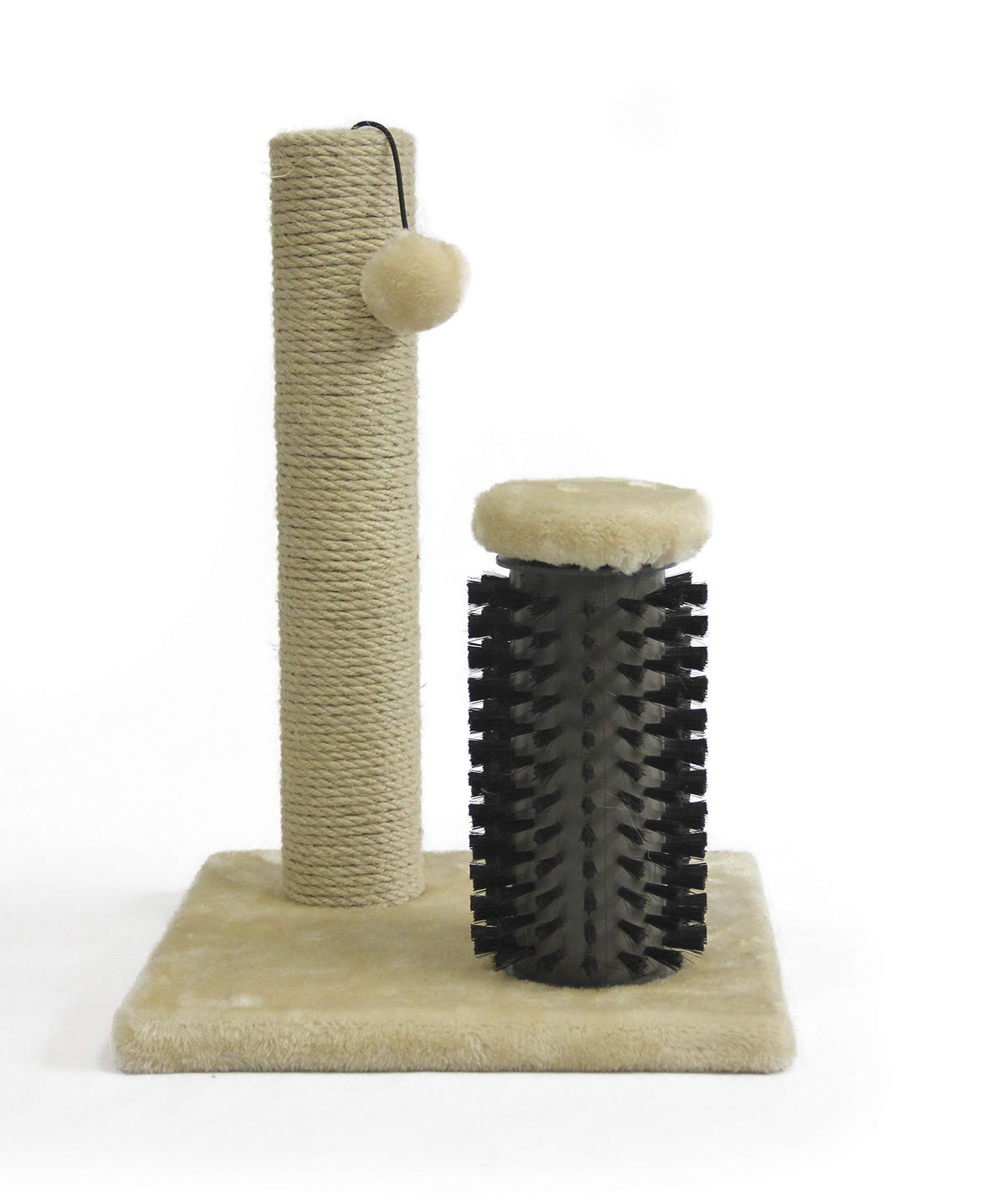 Cat Scratching Post with Self Groomer for Indoor Cats & Kittens (Scratching Post with Brush / Beige / 16.5" H)