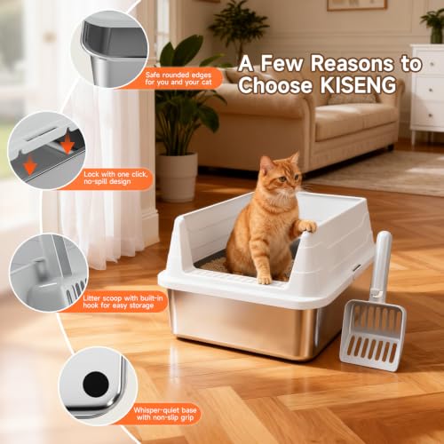 Stainless Steel Cat Litter Box (Grey M)