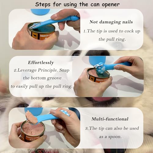 Pet Can Opener & 3 Pcs Cat Food Can Lids (Regular / Blue)