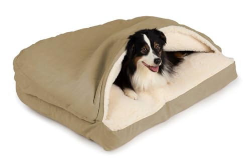 Rectangle Cozy Cave Dog Bed (Khaki / Medium)