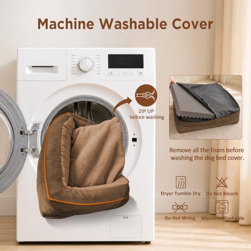 Waterproof Orthopedic Dog Bed for Medium Size Dog (30.0"L x 20.0"W x 7.0"Th / Brown)