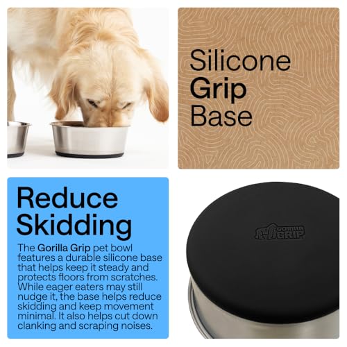 Dog Bowl Food Grade Stainless Steel Water Bowls (Black / 4 Cup - Single Bowl)