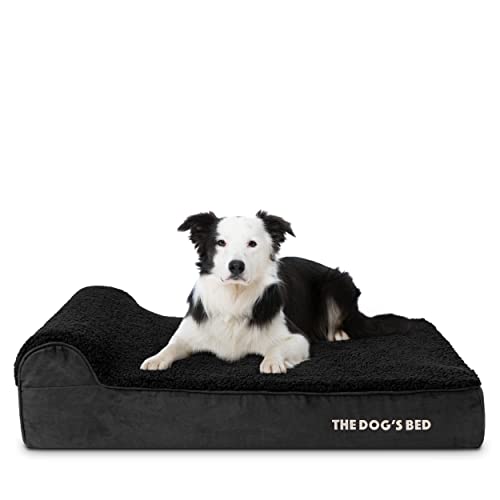 The Dog’s Bed Orthopedic Memory Foam Dog Bed with Headrest Large (Black Plush / L (40"L x 25"W x 6"Th))
