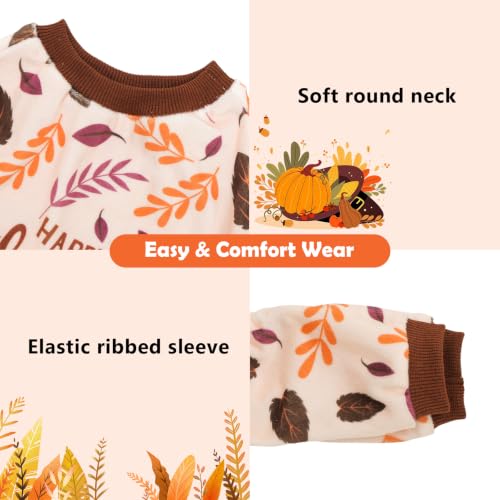 Small Dogs Outfit Soft Puppy Onesies Pjs Thanksgiving Dog Pajamas Pet Coat Cat Apparel Comfy Doggie Jumpsuit Bodysuit for All Seasons P353L (Thanksgiving / Large)