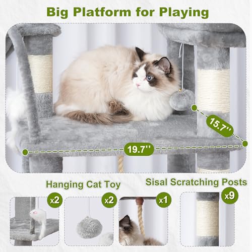 Cat Tree 63'' Cat Tower for Large Cats (63 inch / Light gray)