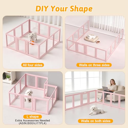 Acrylic Dog Playpen Indoor (Skin Pink / 23.6"H)