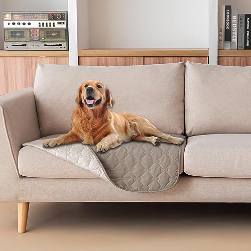 100% Double Sided Waterproof Dog Blanket Soft Pet Bed Cover Reversible Protect Furniture Couch Sofa Car for Puppy Large Dog Cat (30x30 Inch (Pack of 1) / Dark Stone/Light Stone)