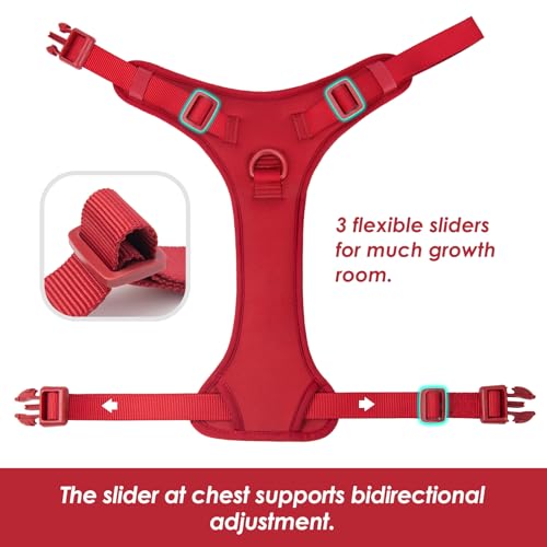 No Pull Dog Harness for Large Sized Dogs Puppy Vest No Choke (Burgundy Red / XL(Neck:24.8-38.6", Chest:29.1-45.3"))