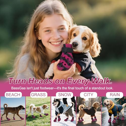 Dog Shoes for Hot Pavement (Black Pink / S)