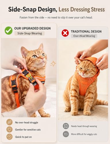 Cat Harness and Leash Set (H600 Pro Orange / Medium (13-18lb))