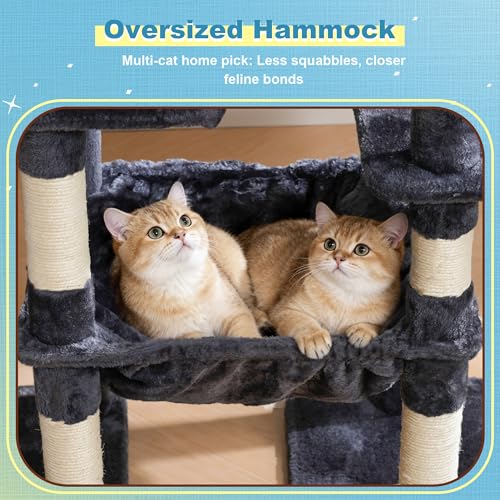 Cat Tree Tower with Plush Steped Condos (50 inches / Smoky Gray)