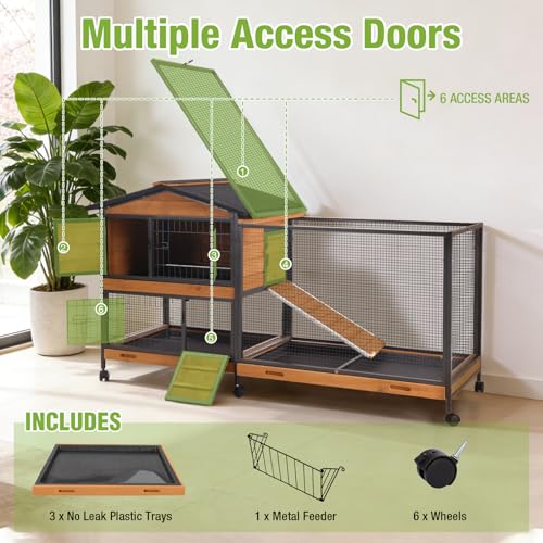Rabbit Hutch 2 (Orange / 62.0"L x 22.6"W x 33.5"H)