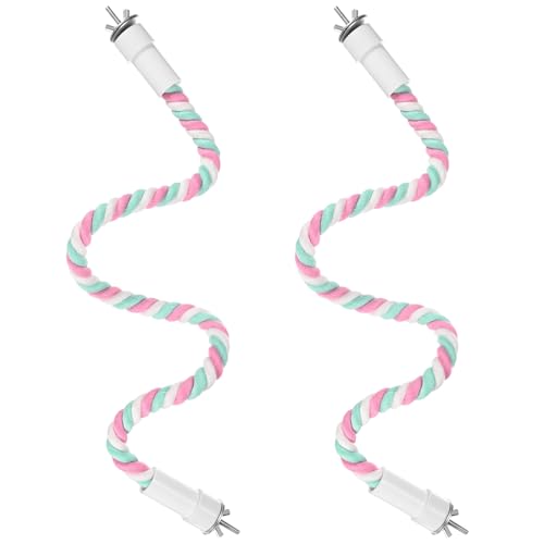 2 Pack Rope Perches for Bird Cages (Pink Cyan / 23.6 in)