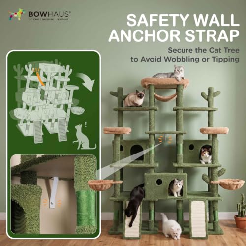80 Inch Extra Large Cactus Cat Tree w (Green)