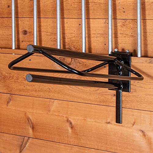 Saddle Rack with Pad Bar for Horse Enthusiast (Portable Rack w/Single Pad Rack / Black)