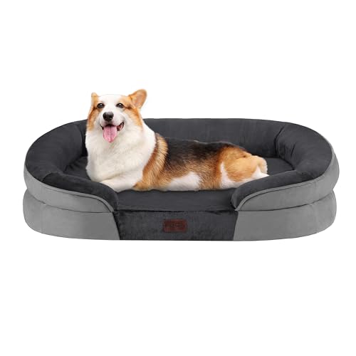 Orthopedic Waterproof Medium Dog Bed Sofa (Dark Grey / Medium(36 x 25.5 x 6 inch))
