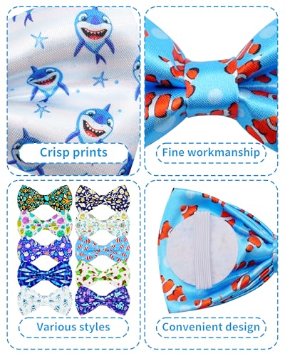 10 Pack Ocean Animals Dog Bowties for Large Dogs Sliding on Collar (M/L)