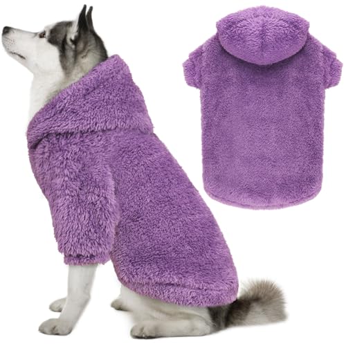 Fuzzy Dog Hoodie Dog Sweaters for Large Dogs Soft Double (XX-Large / Purple)