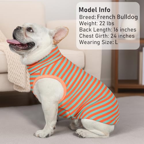 2Pack Dog Sweater for Small Dogs Soft Pet Coats Fleece Sweatshirt (Large (12-18lbs) / 5# Stripe+Orange)