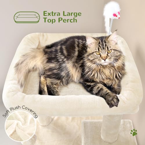 Cat Tree Tower for Indoor Cats Large Adult (Beige / XL)