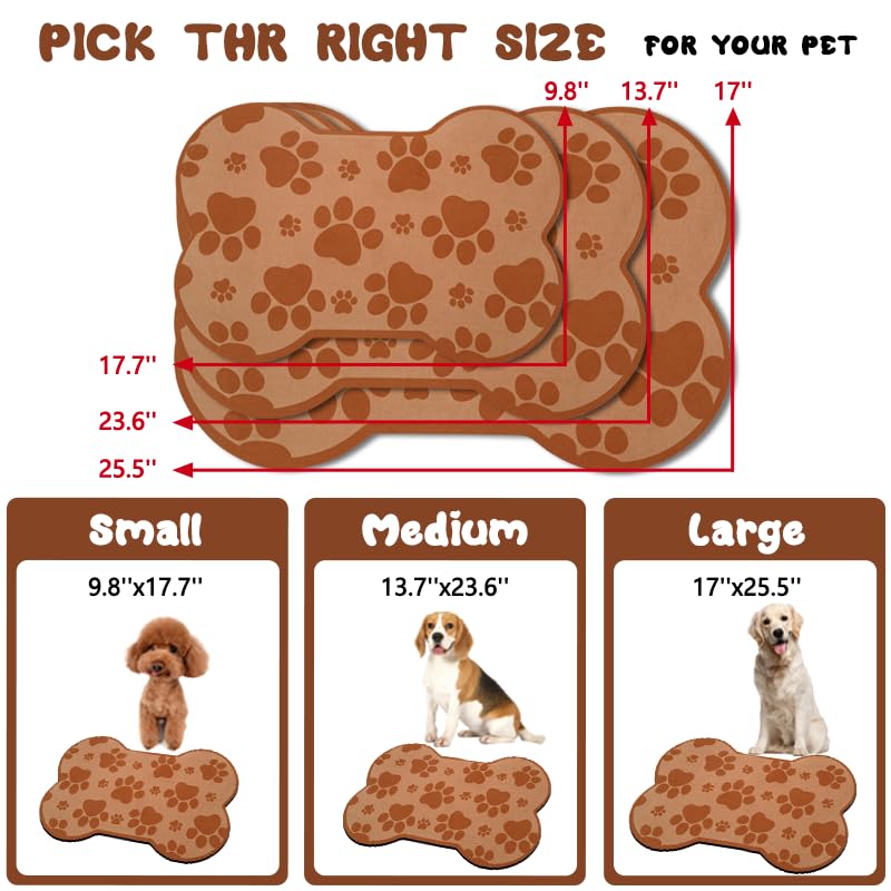 Dog Food Mats for Floors Waterproof (Brown / 19"L x 12"W)