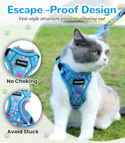 Cat Harness and Leash Set (H604 Pro Ocean Blue / Small (7-12lb))