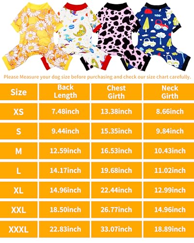 4 Pack Pink Cow Dog Pajamas for Medium Dogs (Large)