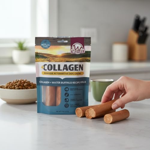 Water Buffalo Collagen Cheek Rolls 5" Chew 4pk Pig Ear Substitute (8 Ounce (Pack of 4))
