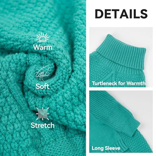 Dog Sweater Long Sleeve Warm Knit Sweaters for Large Dogs Boy Girl (Aqua Green / XX-Large)