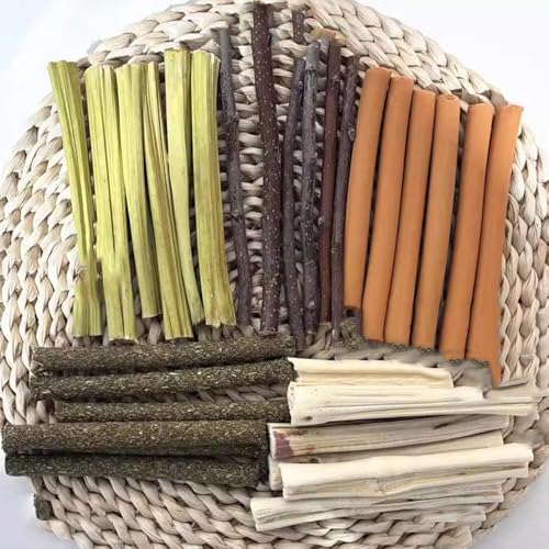 Types of Combined Chew Toys Molar Sticks Sweet Bamboo Apple Branch Timothy Grass for Pets Chinchilla Squirrel Gerbil Hamster Squirrel Guinea Pigs 400 Grams (400g)