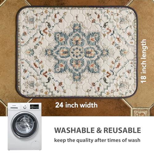 Washable Pee Pads for Dogs (18x24 Inch (Pack of 2) / Beige/Floral)