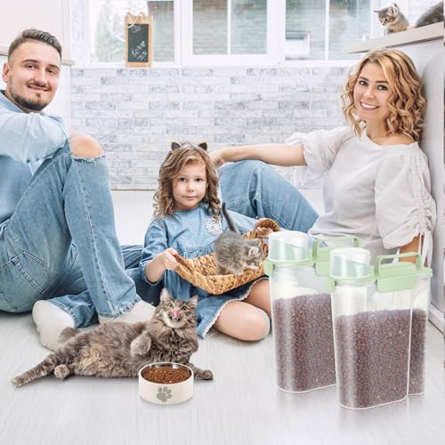 5Lbs /6Qt/5L Airtight Cat Dog Food Storage Container with Upgraded Large Nozzle BPA-Free, Pet Food Storage Containers for Rice, Grain, Pet Food, Flour, Dog Treat Storage-2 Pack Green (light Green x 2 / 5L-2pack)