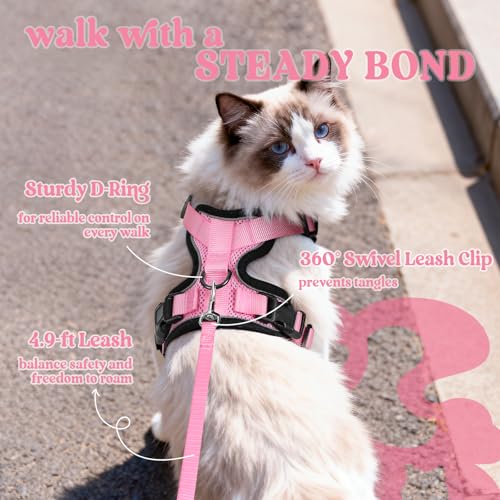 Cat Harness and Leash Set (S / Pink)