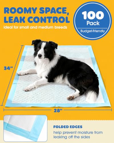 Puppy Pads for Dogs (Blue / 34" x 28" (100 Packs))