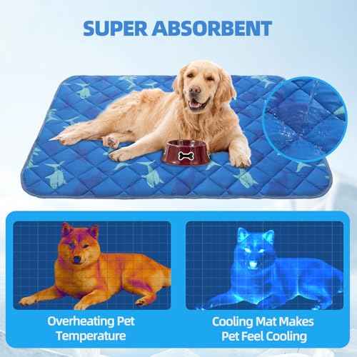 Dog Cooling Mat (Blue Shark / Large 27.5IN x 38.5IN)