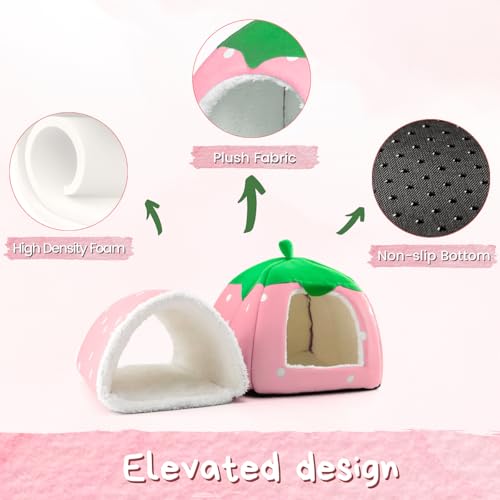 Guinea Pig Hideout with Tunnel (Pink strawberry)