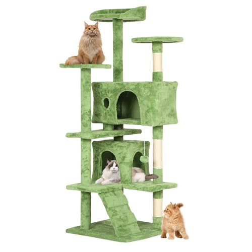 54in Cat Tree Tower for Indoor Cats (54in / Green)