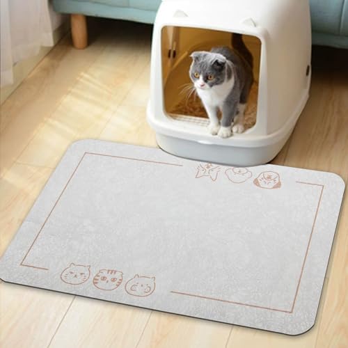 Cat Pet Food Mat (Beige / 18.1"L x 11.8"W)